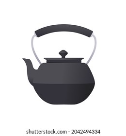 Cast iron classic tea kettle vector illustration on white background