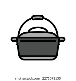 cast iron dutch oven kitchen cookware color icon vector. cast iron dutch oven kitchen cookware sign. isolated symbol illustration