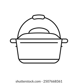 cast iron dutch oven kitchen cookware line icon vector. cast iron dutch oven kitchen cookware sign. isolated contour symbol black illustration