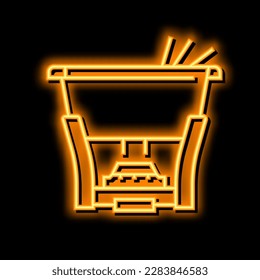 cast iron fondue pot neon light sign vector. cast iron fondue pot illustration