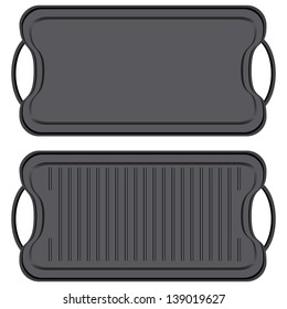 Cast iron non-stick Griddle - kitchen equipment. Vector illustration.