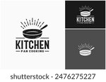 Cast Iron Pan Skillet Cooking Kitchen Frying Rustic Retro Vintage Vector Logo Design Illustration