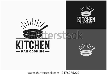 Cast Iron Pan Skillet Cooking Kitchen Frying Rustic Retro Vintage Vector Logo Design Illustration