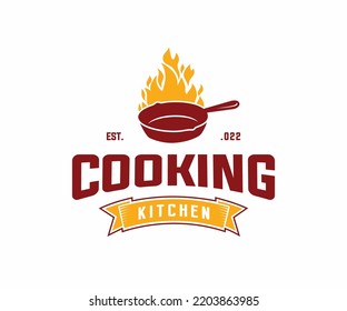 Cast Iron Skillet Logo. Classic Restaurant Kitchen Logo Template