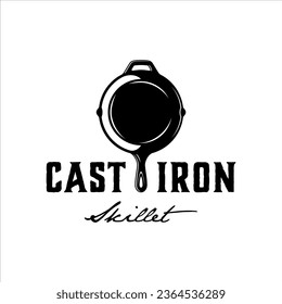 Cast iron skillet logo with masculine style design