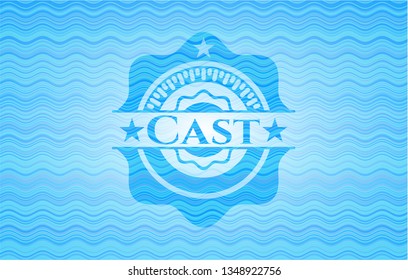 Cast light blue water emblem background.