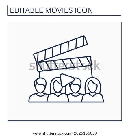 Cast line icon. Actors group make up film plays. Casting. Movie concept. Isolated vector illustration. Editable stroke