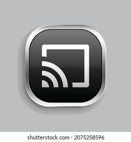 Gießereisymbol-Design. Glossy Button-Stil, abgerundetes Rechteck einzeln auf grauem Hintergrund. Vektorgrafik
