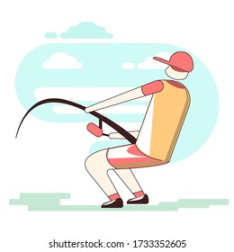 Cast a Line Icon ilustration.Fun Things to Do at the Beach. A fisherman