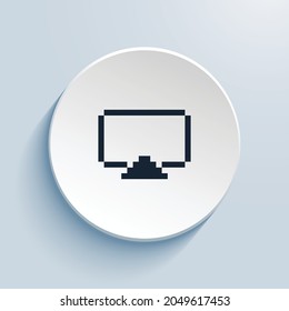 cast pixel art icon design. Button style circle shape isolated on white background. Vector illustration