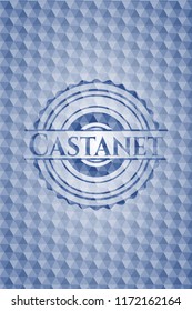 Castanet blue badge with geometric pattern.