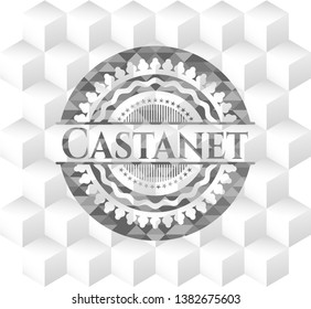 Castanet grey emblem with geometric cube white background