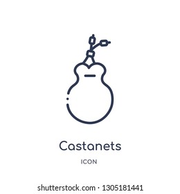 castanets icon from music outline collection. Thin line castanets icon isolated on white background.