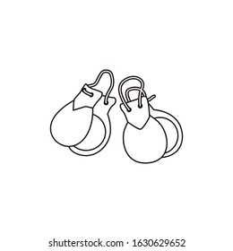 Castanets. Musical instrument. Black and white vector illustration.