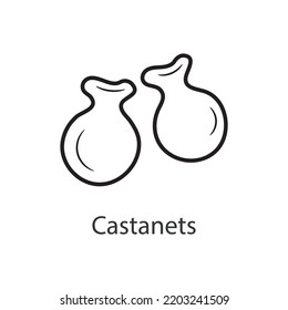 Icono de contorno de Castanets, ilustración de diseño. Símbolo de música sobre archivo EPS 10 de fondo blanco