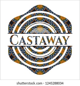 Castaway arabesque badge. arabic decoration.