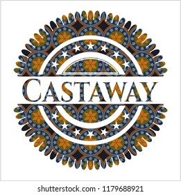 Castaway arabic emblem background. Arabesque decoration.