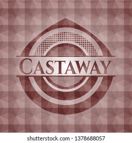 Castaway red seamless geometric pattern emblem. Seamless.