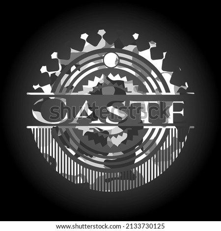 Caste on grey camouflaged texture 