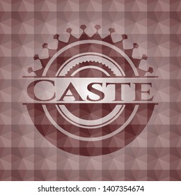 Caste red badge with geometric background. Seamless.
