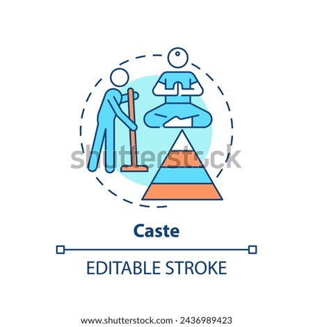 Caste system multi color concept icon. Social stratification. Traditional social order. Societal hierarchy. Round shape line illustration. Abstract idea. Graphic design. Easy to use in article