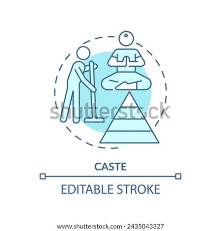 Caste system soft blue concept icon. Social stratification. Traditional social order. Societal hierarchy. Round shape line illustration. Abstract idea. Graphic design. Easy to use in article