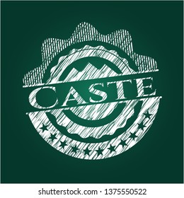 Caste written on a blackboard