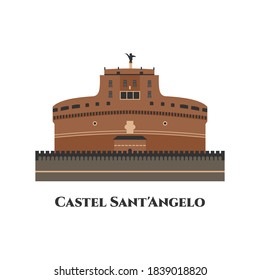 Castel Sant Angelo in Rome, Italy. The famous tourist attraction of Italy. It is a towering cylindrical building. The other name is Mausoleum of Hadrian. The best place for tourist vacation