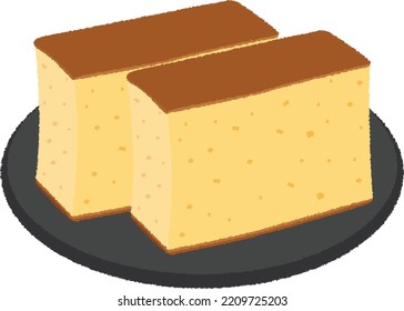 Castella is a cake made by whipping chicken eggs, mixing flour and starch syrup, and baking it in an oven. It is a western confectionery developed independently in Japan.