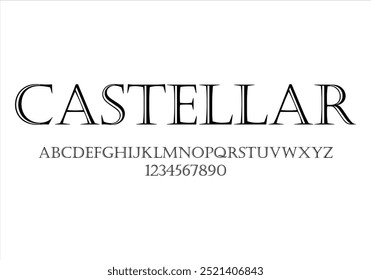 Castellar font for logo and headline. Isolated vector typeset