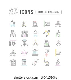 Castellers De Vilafranca. Collection of perfectly thin icons for web design, app, and the most modern projects. The kit of signs for category Holidays.