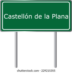 Castellon de la Plana , Spain , road sign green vector illustration, road table
