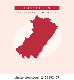 Castellon map vector silhouette illustration isolated on white background. High detailed illustration. Spain province, part of autonomous Valencian community. Country in Europe, EU member.