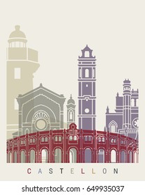 Castellon skyline poster in editable vector file