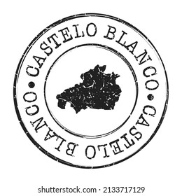 Castelo Blanco, Portugal Silhouette Postal Passport. Stamp Round Vector Icon Map. Design Travel Postmark. 