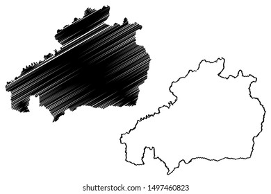 Castelo Branco District (Portuguese Republic, Portugal) map vector illustration, scribble sketch Castelo Branco map