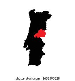Castelo Branco province highlighted on Portugal map Vector EPS 10