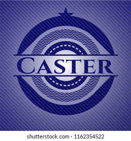 Caster badge with denim texture