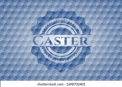 Caster-blaues Emblem mit geometrischem Hintergrund. Vektorillustration Illustration. Detaillierte Angaben.