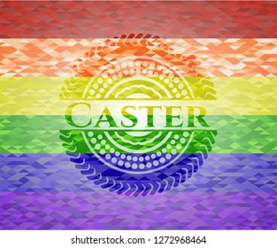 Caster emblem on mosaic background with the colors of the LGBT flag