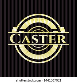 Caster gold shiny badge. Vector Illustration. Detailed.