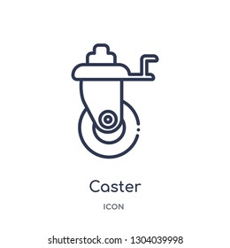 caster icon from transportation outline collection. Thin line caster icon isolated on white background.