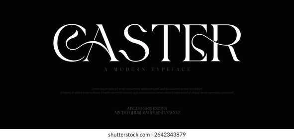 Caster logo elegant uppercase and lowercase font alphabet. Minimal modern urban fonts for logo, brand etc. Typography typeface uppercase lowercase and number. vector illustration
