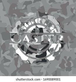 Caster on grey camo pattern