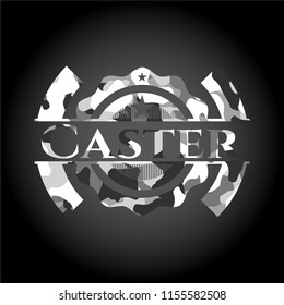 Caster on grey camo texture