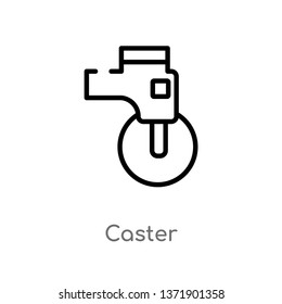 caster vector line icon. Simple element illustration. caster outline icon from transportation concept. Can be used for web and mobile