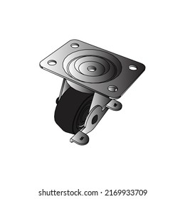 Caster Wheel 3D Icon Vector Art Illustration