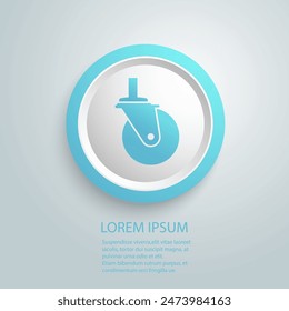 Caster Wheel blue Icon Vector Art Illustration Flat Sign