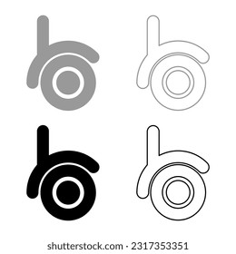 Caster wheel for furniture set icon grey black color vector illustration image solid fill outline contour line thin flat style