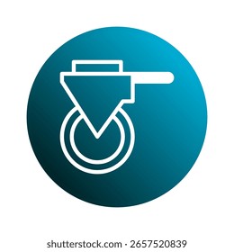 Caster wheel icon design minimal style within a circle blue gradient representing mobility and equipment